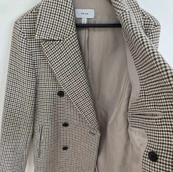 Reiss Men's Doubel Breasted Houndstooth Blazer - Picture 3 of 4